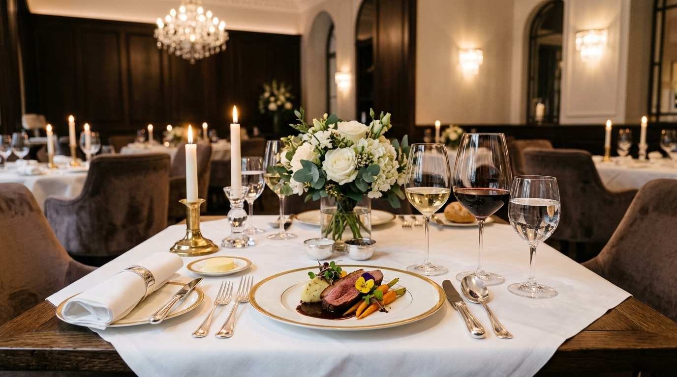 Basic Steps to Follow for Fine Dining: A Guide 1 Elegant fine dining table setting showing the basic steps to follow for fine dining