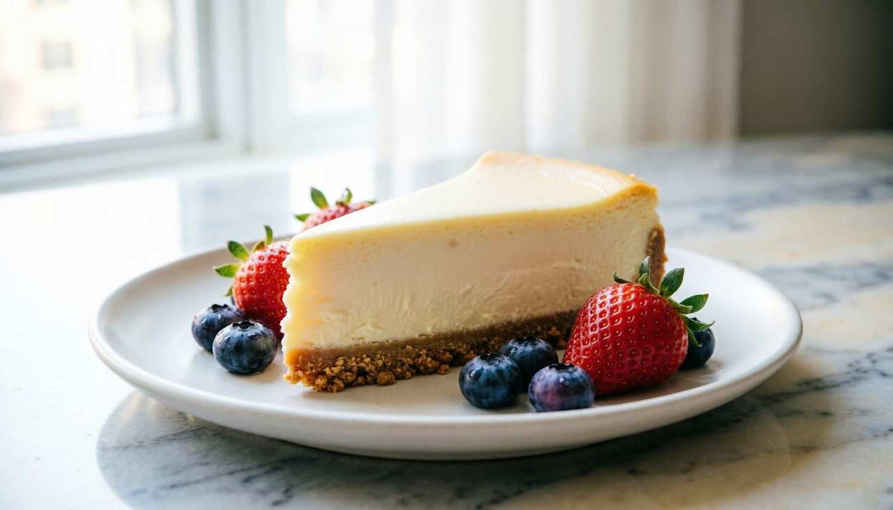Chantal's New York Cheesecake with creamy filling and graham cracker crust