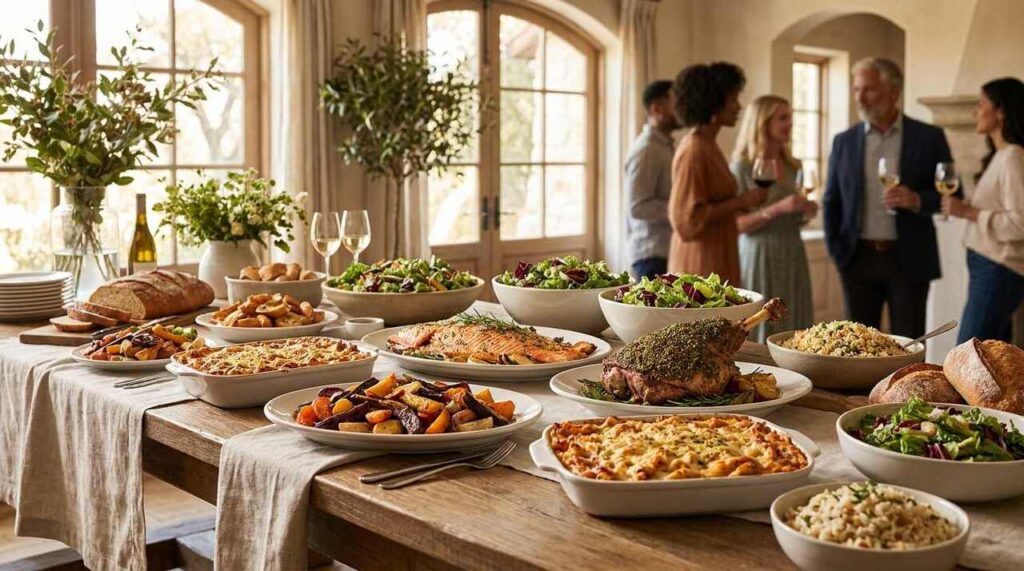 Cooking for Large Groups: Easy Crowd Guide 1 Cooking for large groups with a beautifully organized buffet meal