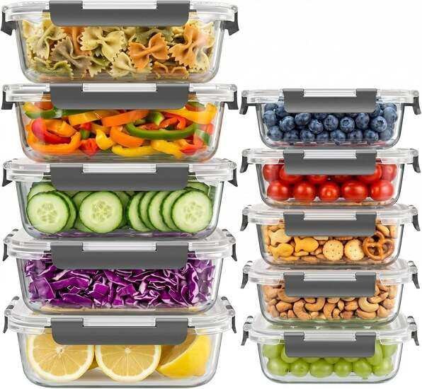 Best Airtight Container for Kitchen Storage: Top Picks & Buyer's Guide 2 Dealusy 10 Sets 36 oz & 12 oz Glass Food Storage Containers with lids