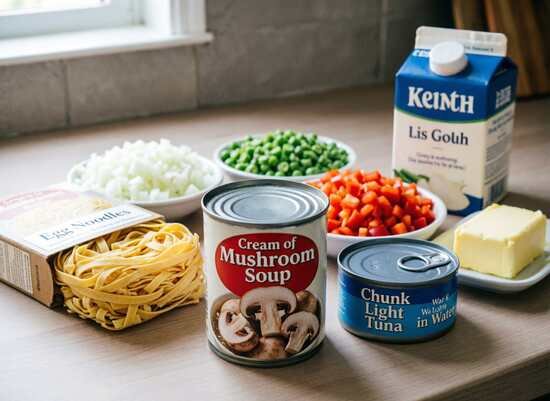 Tuna Noodle Casserole with Cream of Mushroom Soup 2 Tuna Noodle Casserole with Cream of Mushroom Soup Ingredients